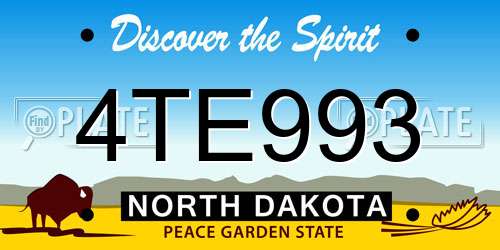 4TE993 North Dakota License Plate