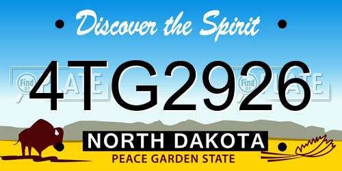 4TG2926 North Dakota License Plate