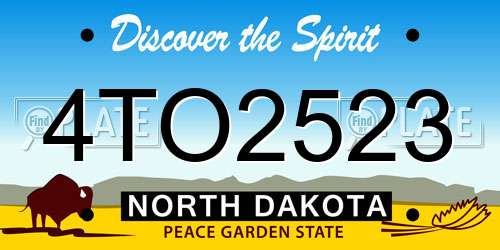 4TO2523 North Dakota License Plate