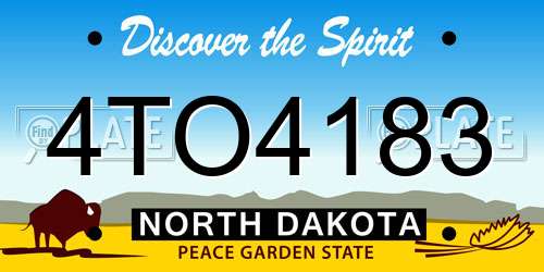 4TO4183 North Dakota License Plate