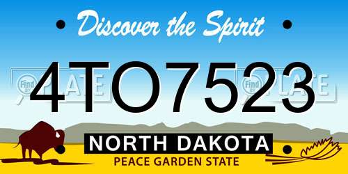 4TO7523 North Dakota License Plate