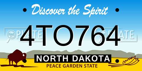 4TO764 North Dakota License Plate