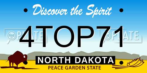 4TOP71 North Dakota License Plate