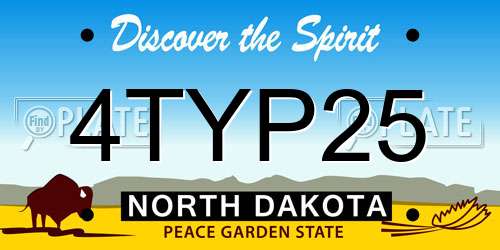 4TYP25 North Dakota License Plate