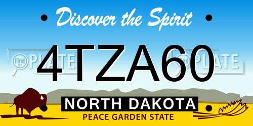 4TZA60 North Dakota License Plate