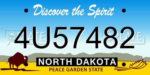 4U57482 North Dakota License Plate