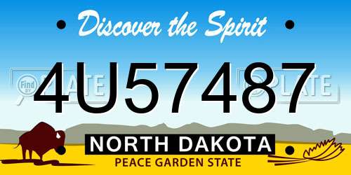 4U57487 North Dakota License Plate