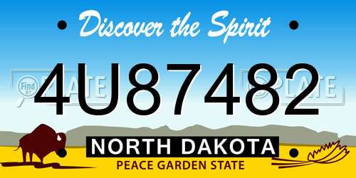 4U87482 North Dakota License Plate