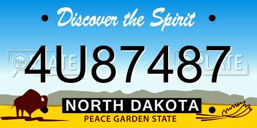 4U87487 North Dakota License Plate