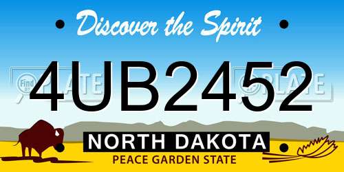 4UB2452 North Dakota License Plate