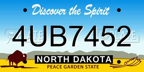 4UB7452 North Dakota License Plate