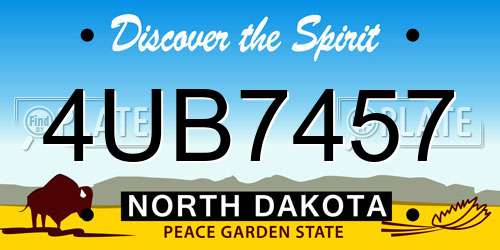 4UB7457 North Dakota License Plate