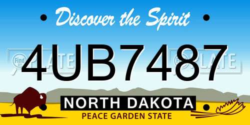 4UB7487 North Dakota License Plate