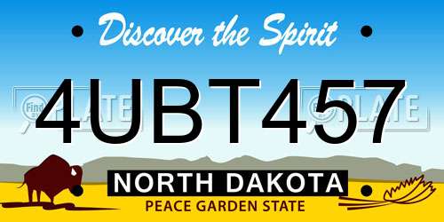 4UBT457 North Dakota License Plate
