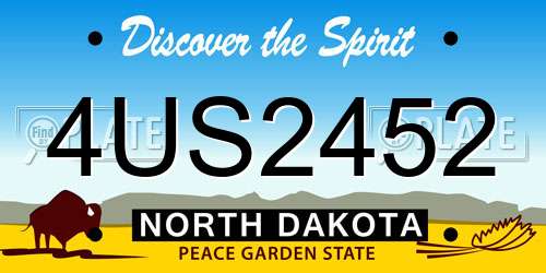 4US2452 North Dakota License Plate