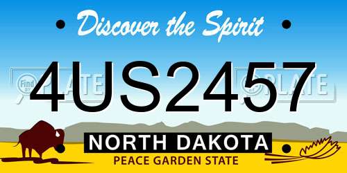 4US2457 North Dakota License Plate
