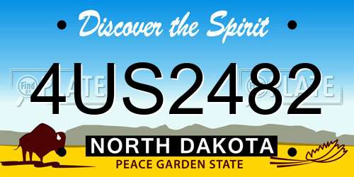 4US2482 North Dakota License Plate