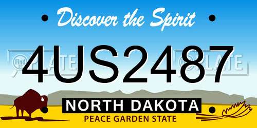 4US2487 North Dakota License Plate