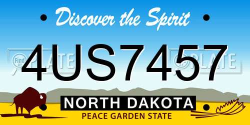 4US7457 North Dakota License Plate