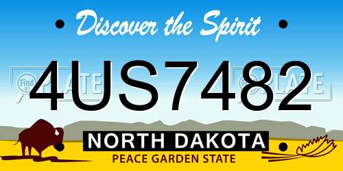 4US7482 North Dakota License Plate