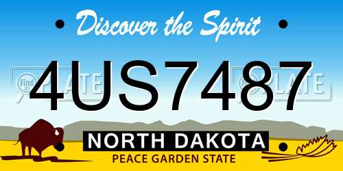 4US7487 North Dakota License Plate