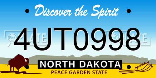 4UT0998 North Dakota License Plate