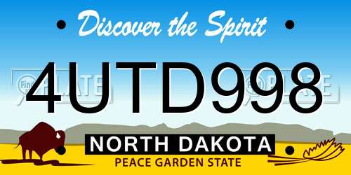 4UTD998 North Dakota License Plate