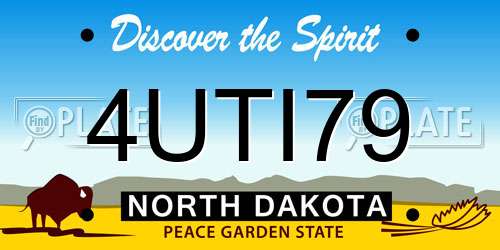 4UTI79 North Dakota License Plate