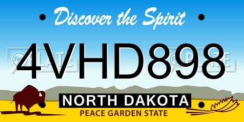 4VHD898 North Dakota License Plate