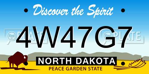 4W47G7 North Dakota License Plate
