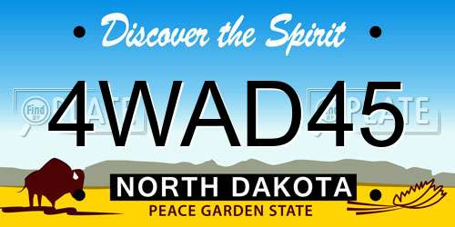 4WAD45 North Dakota License Plate
