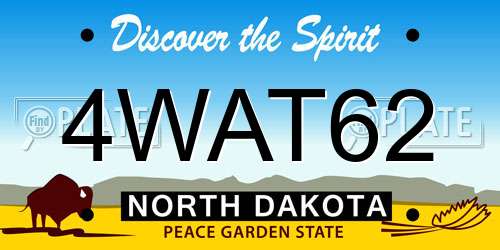 4WAT62 North Dakota License Plate