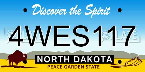 4WES117 North Dakota License Plate