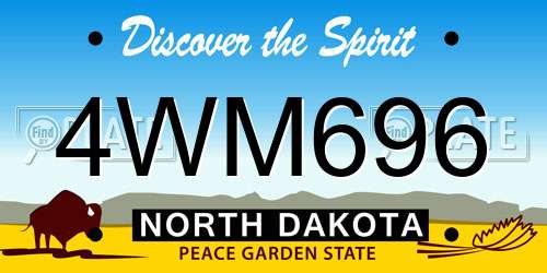 4WM696 North Dakota License Plate