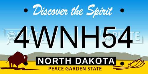 4WNH54 North Dakota License Plate