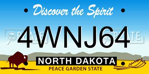 4WNJ64 North Dakota License Plate
