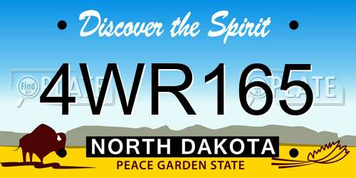 4WR165 North Dakota License Plate