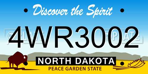 4WR3002 North Dakota License Plate