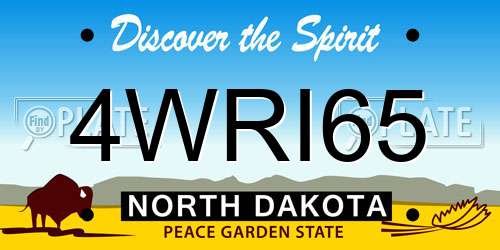 4WRI65 North Dakota License Plate