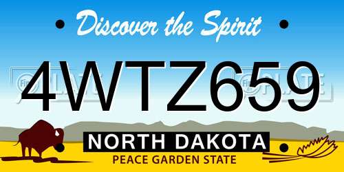 4WTZ659 North Dakota License Plate