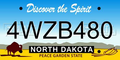 4WZB480 North Dakota License Plate