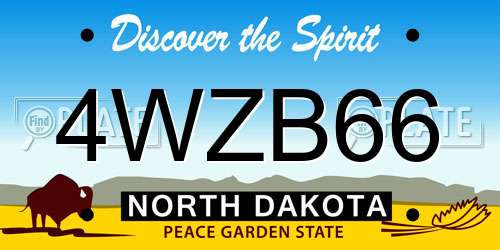 4WZB66 North Dakota License Plate