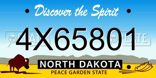 4X65801 North Dakota License Plate