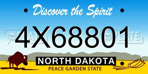 4X68801 North Dakota License Plate