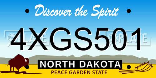 4XGS501 North Dakota License Plate