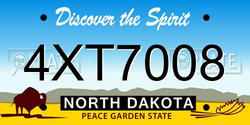 4XT7008 North Dakota License Plate
