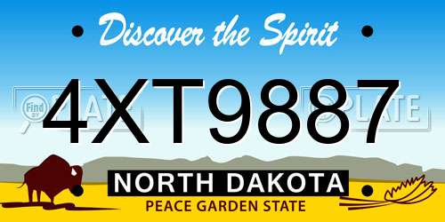 4XT9887 North Dakota License Plate