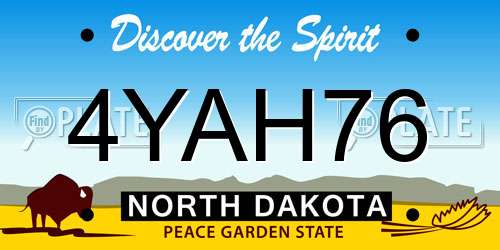 4YAH76 North Dakota License Plate
