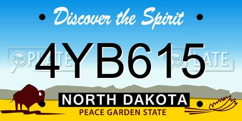 4YB615 North Dakota License Plate