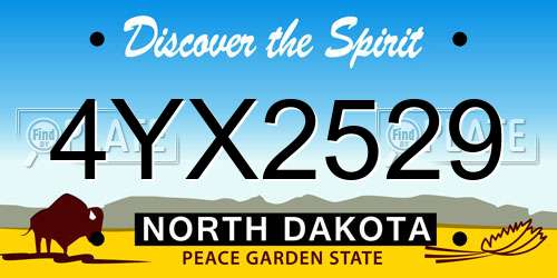 4YX2529 North Dakota License Plate